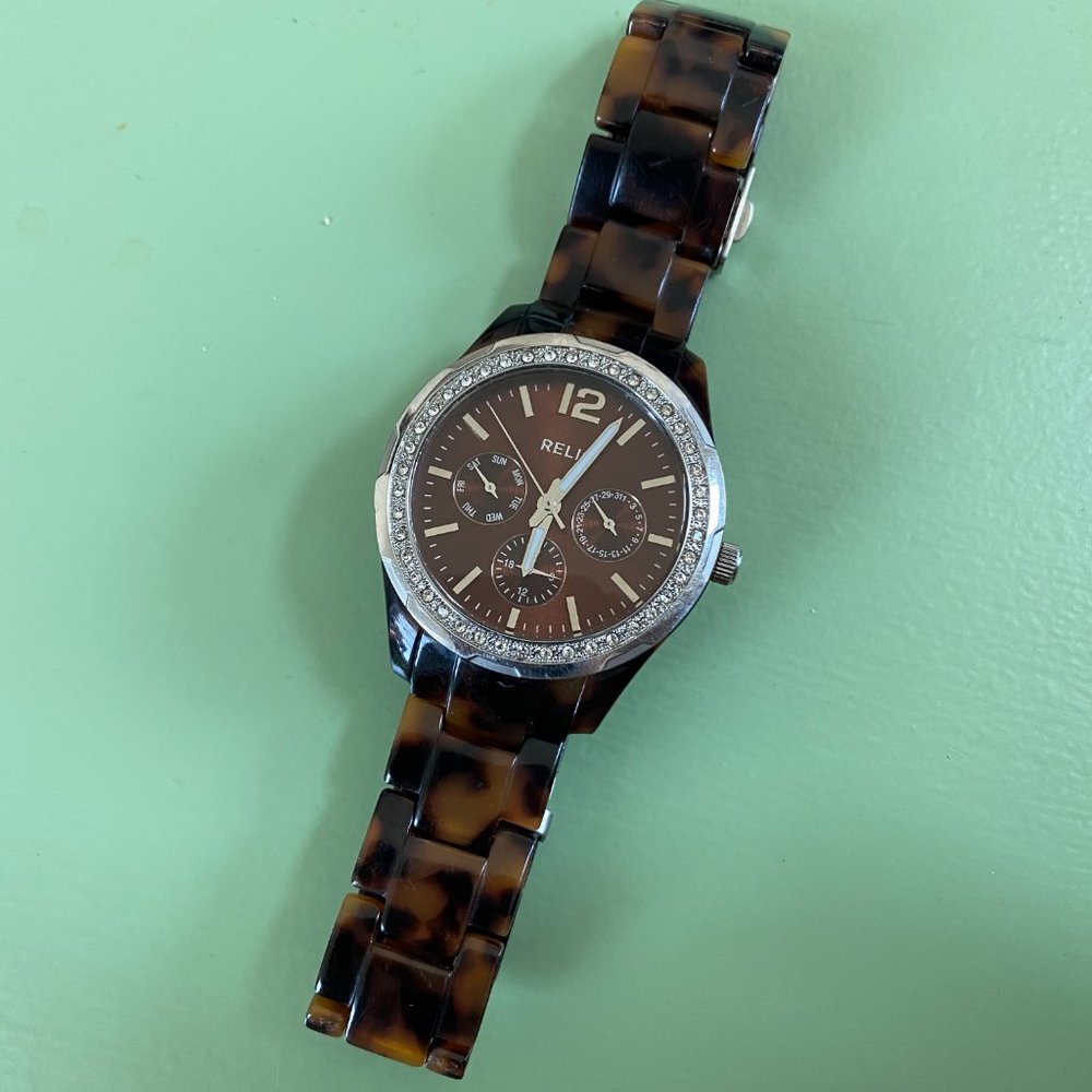 Relic/Fossil Tortoise Shell Watch EUC LOOK! - Picture 8 of 9